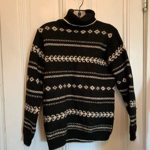 Ann Taylor Black and White Wool Turtleneck Sweater